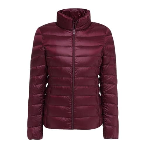 Ladies Lightweight Puffer Jacket Womens Packable Down Jacket Lightweight Puffer Coats Quilted Jackets for Women Ladies Oversized Puffer Coat Women Down Jacket Womens Ultra Light Packable Red M