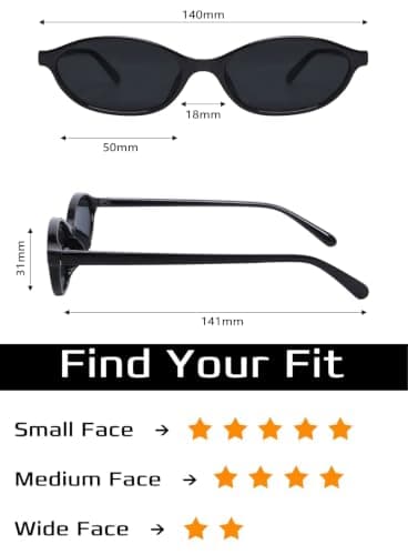 GUVIVI Retro Oval Sunglasses for Women 90s Cat Eye Shades UV400 protection — view 3
