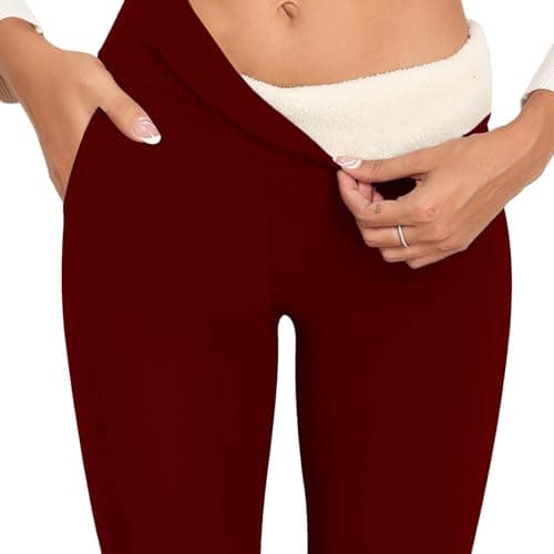 Thermal Leggings Women with Pockets High Waist Fleece Lined Tights Sport Black Leggings Warm Winter Fur Yoga Pants Tummy Control Trousers Soft Stretchy Tights Workout Gym Outdoor Running Skiing — view 5