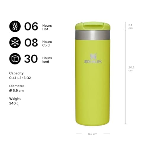 Stanley 1913 Aerolight Transit Travel Mug 0.47L - Keeps 6 Hours Hot - 8 Hours Cold - Dishwasher Safe - Leakproof - Car Cup Holder Compatible - Insulated Coffee Cup - Electric Yellow — view 2