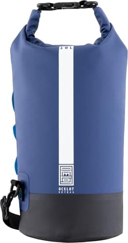 CRESSI Ocelot Waterproof Dry Bag Roll Top Sack for Beach, Boat and Travel, Lightweight Water Resistant Gear Bag with Front Zip Pocket and Shoulder Strap for Water Sports, Unisex, Blue/Light Blue, 10 L — view 2