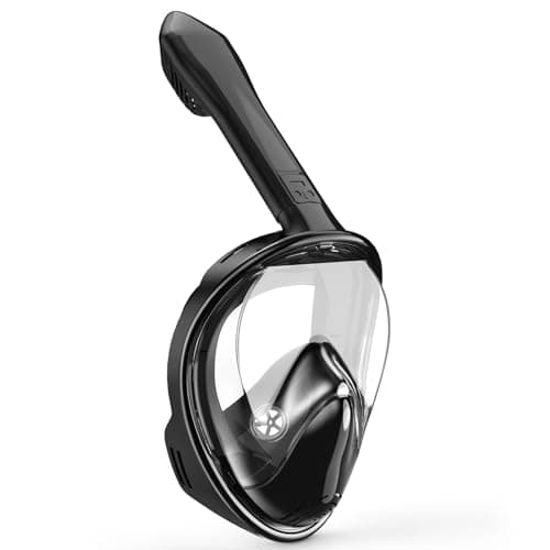 Kids Snorkel Mask Full Face, Snorkeling Gear for Kids 3-14 with Camera Mount, 180 Degree Panoramic View Snorkeling Set Anti-Fog Anti-Leak (Black)