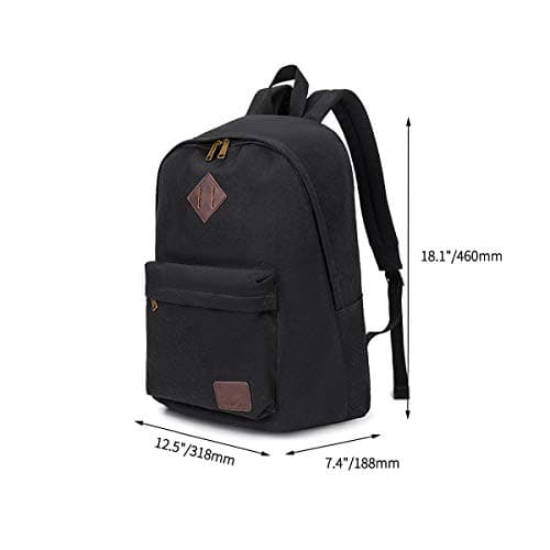 seemeroad Canvas Vintage Backpack Lightweight Travel Daypack Laptop Backpack College Student Rucksack for Men Women (Black) — view 2