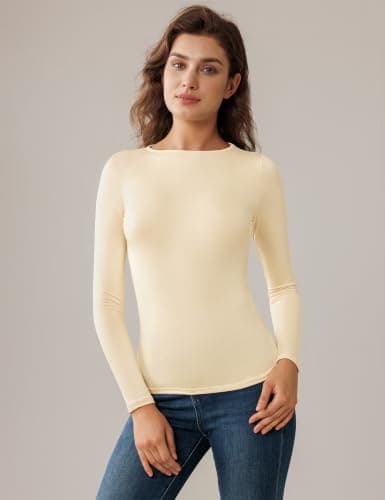 Harlamvar Ladies Long Sleeve Tops Outdoor Workout Fitted Base Layer Shirt — view 2