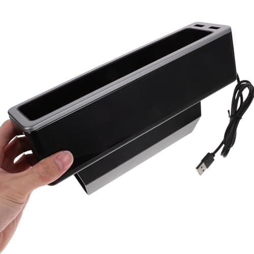 Ciieeo Metal Car Seat Storage Box Adjustable Cup Holder and 2 USB Charging Ports Car Sundries Organizer for Travel and Daily Use Style — view 4