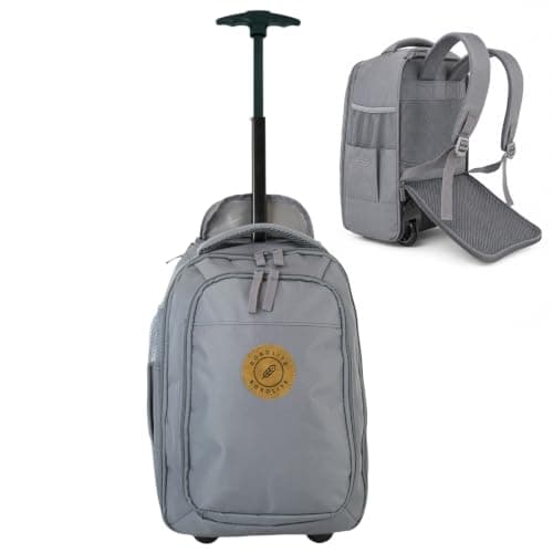 Bordlite Ryanair Cabin Approved Wheeled Backpack 40x25x20cm – 2 in 1 Lightweight Trolley Bag & Rucksack on Wheels (20L) Underseat Hand Luggage for Travel, Business, Weekend Trips - Grey