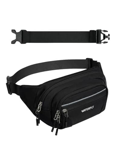 WATERFLY Bum Bag Belt Bag Men Women Large Waist Bag, black, 27 x 9 x 15 cm, Large fanny pack