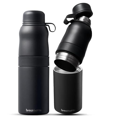 Breakbottle Insulated Water Bottle Stainless Steel 550ml with Twist Open Easy-Clean Design, Leak-Proof Lid - Eco-Friendly, Odour-Free Hot and Cold Metal Water Bottle for Gym,Travel, Sports -Charcoal