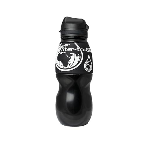 WATER TO GO Classic 750ml Water Purifier Bottle & Replacement Twin Pack Filter Discount Bundle-protects against viruses, bacteria, protozoa, cysts,& microplastics; Guaranteed Leakproof - (Black) — view 2