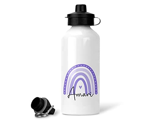 Chicken Craft Personalised Rainbow Water Bottle with Name - Custom Kids Drink Flask for School/Nursery, Sucker & Screw Top, 500ml Metal Hydration Bottle - Back to School Gift — view 6