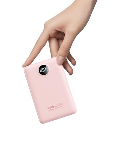 VEEKTOMX Power Bank Fast Charging, 10000mAh Mini USB C Portable Charger with PD QC 3.0, Small Battery Pack, Compact External Battery Bank for iPhone, Samsung, Travel Essentials (Pink)