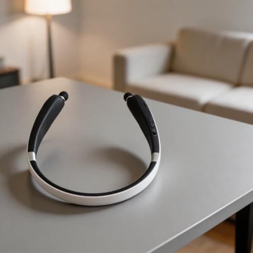 Foldable Neckband Headset with Noise Cancelling for Sports, Retractable Wireless Earbuds Set Made of Lightweight ABS Material in Black (White) — view 3