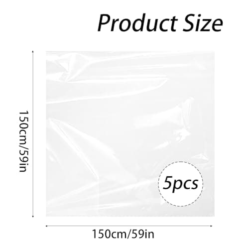 TQIOQIY Large Plastic Bags 5 Pack - 150x150cm Jumbo Clear Storage Bags, Heavy Duty Moving for Furniture Suitcase Luggage Cover, Big PE Bags for Home Attic — view 2