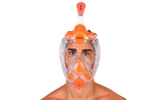 SEAC AMICA, Full Face Snorkel Mask for adults and children from 6 years of age, phthalate-free hypoallergenic polymer face mask, orange, L/XL — view 3