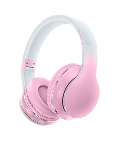 Usoun Bluetooth Headphones Over-Ear,Kids Wireless Bluetooth Headphones with Mic,Foldable Wireless/Wired Stereo Headset,TF Card,Kids Headphones for Boys Girls Travel School Cellphone Tablet PC (Pink)