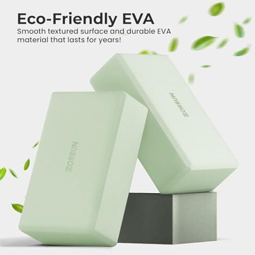 Yoga Block Set of 2 - High Density EVA Foam Blocks - Mint Green Anti-Slip Yoga Brick with eBook - Perfect for Pilates, Exercise, & Meditation — view 4