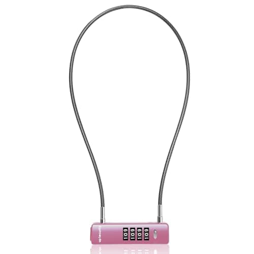 UP Security Cable Lock with Combination 2 ft for Luggage,Refrigerator,Pink