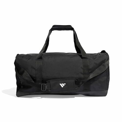 adidas Unisex Essentials Linear Duffel Bag Duffel Bag, Black/Black/White, M — view 2