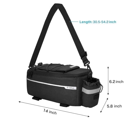 Eidoct 10L Waterproof Bicycle Rear Pannier Bag with Insulated Storage Pouch and Shoulder Strap for Bike Rack - Reflective Commuter Bag (Black) — view 3