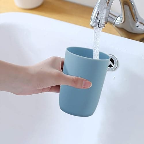 Topsky 4-Pieces Dishwasher Safe Plastic Tumblers Travel Mouthwash Cup Reusable Water Cup Travel Camping Portable Cups Coloured Plastic Cups 4 Color 280ml — view 6