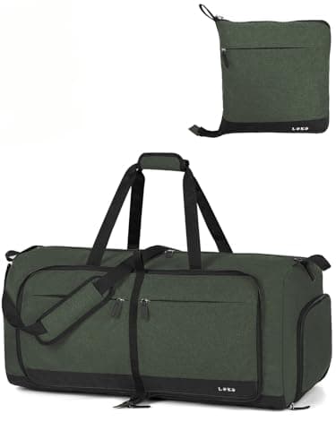 Lekesky Large Foldable Travel Duffe Bag - 80L Waterproof Holdall Luggage Bag with Shoes Compartment, Weekend Overnight Sports Bag for Women and Men(Green, 72 * 33 * 34cm)