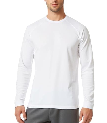 Silenroar Men Base Layer Top Thermal, Crewneck Undershirt Athletic Long Sleeve Shirt Dry Fit Running Tshirt Hunting T-Shirts, White, Medium — view 4