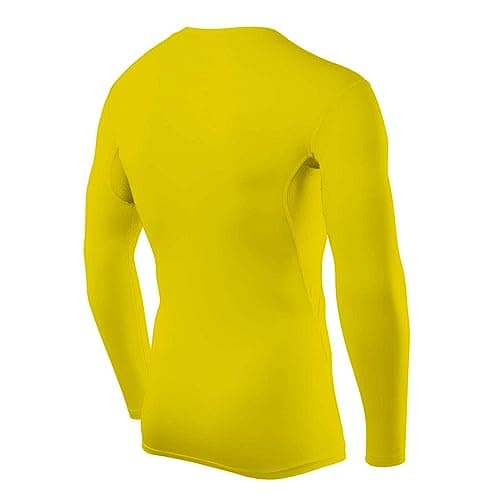 TCA Men's HyperFusion Compression Base Layer Top Long Sleeve Under Shirt - Crew Neck - Sonic Yellow, M — view 3