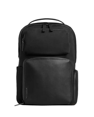 Troubadour Matrix Backpack – 20L Capacity, Water-Resistant, Microfibre Lining, Ergonomic Straps, Recycled Polyester and Vegan Leather Trim – Black