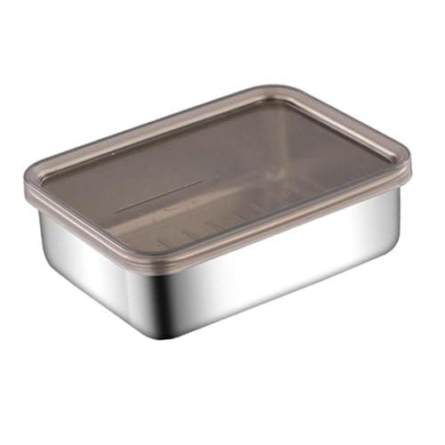 PIXZCSA Reusable Food Container Fresh Keeping Box With Lid Fridge Organization Travel Preservation Container Fridge Organizer Stackable Family Car Trips, Silver, 13.3x10x4cm — view 3