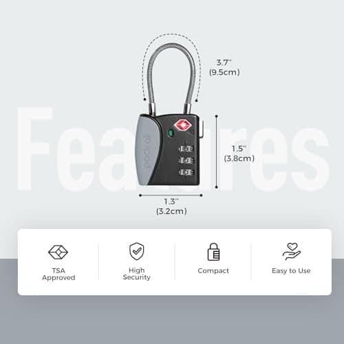 pack all TSA Approved Luggage Lock, Combination Travel Lock，1 Pack（Grey） — view 2