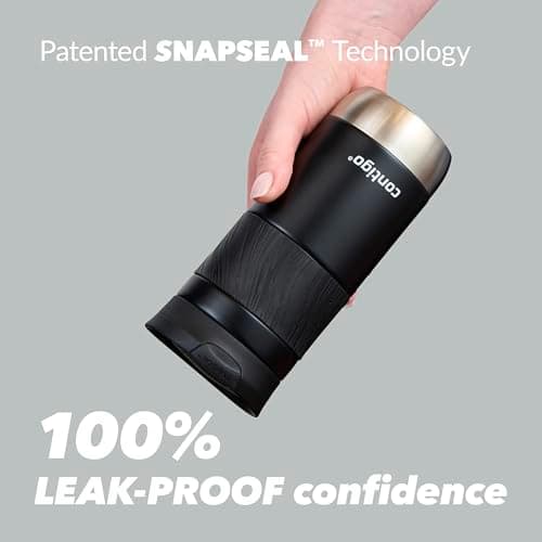 Contigo Byron Snapseal Travel Mug | Stainless Steel Thermal-Mug | Insulated Coffee to go cup | 100% leakproof | Keeps hot for 7 hours | Dishwasher safe lid | 470 ml | Licorice — view 4
