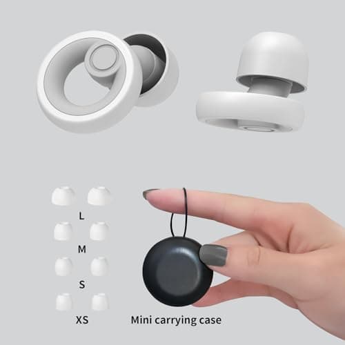 JAYINE Ear Plugs for Sleep, Reusable Soft Silicone Earplugs Hearing Protection, Ear Plugs Noise Cancelling 30dB for Sleeping, Work, Cafes and Travel - Ear Tips in XS/S/M/L - White — view 5