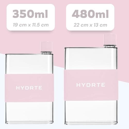 Hydrte Clear Water Bottle – 350ml Professional Cute Water Bottle for Travel, Slim, Lightweight & BPA-Free for Travel & Everyday Hydration (Champagne Pink) — view 4