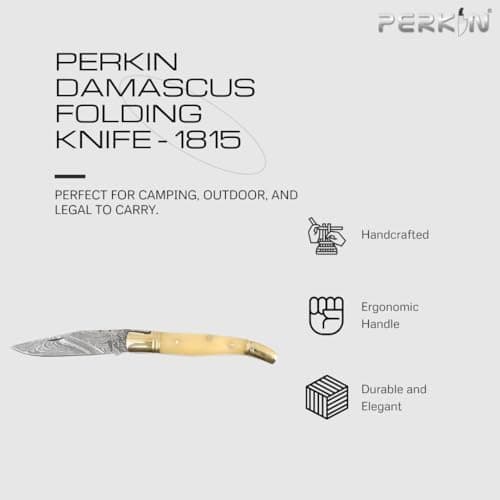 Perkin Damascus Folding knife, Unlocking Blade — view 2