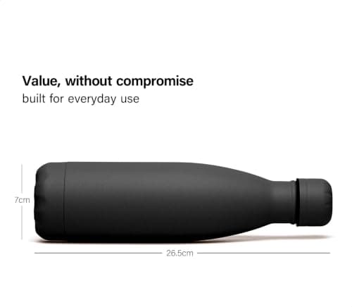 ANGVOOL Insulated Water Bottle, Stainless Steel Metal Thermal Flask for Hot and Cold Drinks, Leak Proof BPA Free Drinking Bottles for Kids or Adults (Black, 500ml) — view 4