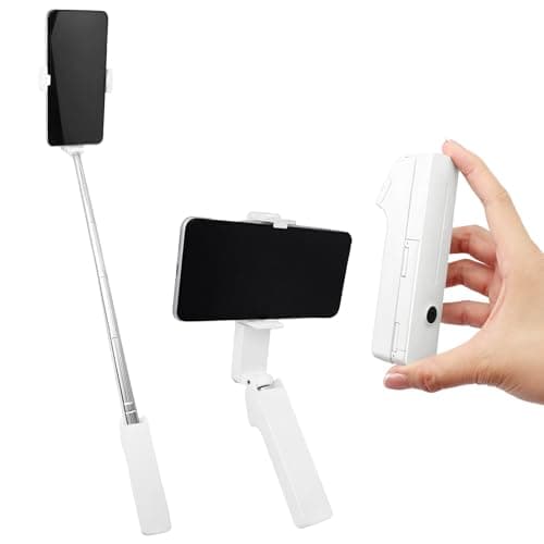 Mini Selfie Stick, Extendable Aluminum Portable Selfie Stick Compact Phone Selfie Sticks with Phone Holder for Content Creation Vlog Video Record Live Stream (White)