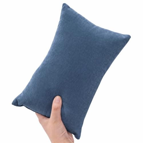 PLUSHCEWT Mini pillows for sleeping 11" x 7" Small Travel Pillow Tiny Cotton Pillows for Adult Kids Pets Dogs Neck Wrist Lumbar and Knee Machine Washable (Dark blue)