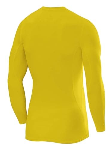 TCA Mens Pro Performance Compression Shirt Long Sleeve Top Compression Tops for Men Base Layers Men - Sonic Yellow, M — view 2