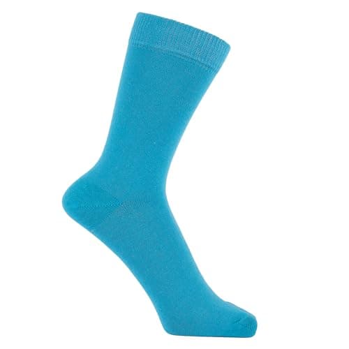ZAKIRA Combed Cotton Dress Socks - Plain Colour Business Crew Socks for Men & Women, Soft Breathable Cotton, 6-10 (UK), Turquoise — view 3