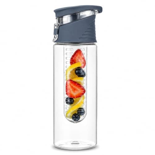 ZHOME Water Bottle Fruit Infuser 700ml BPA Free Tritan Sports Bottle with Flip Top Leak Proof Lid Reusable Infused Water Bottle for Gym Fitness Detox Hydration Office School Travel Outdoor Use (BLUE)