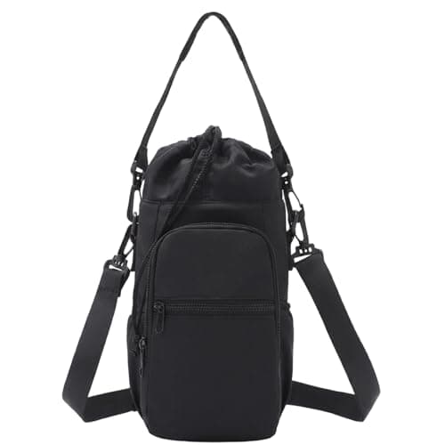 Water Bottle Bag with Shoulder Strap, Water Bottle Carrier with Shoulder Strap for Outdoor Activities, Compact 27x12x10 cm Water Bottle Sling for Hiking Fitness Commuting