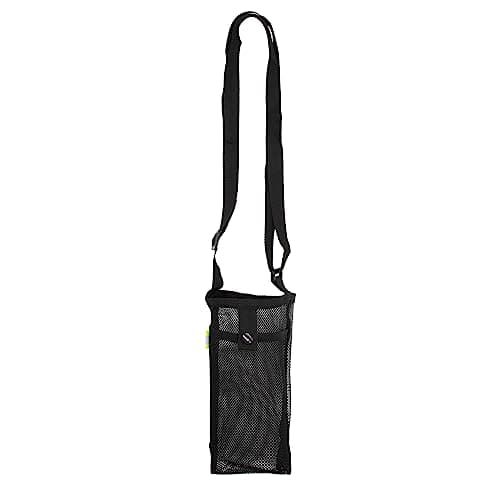 CHEERYMAGIC Water Bottle Carrier Bag, Portable Pouch Holder with Adjustable Strap Mesh Sling Outdoor Accessories for Walking Hiking Travelling Camping A7WGSBT (black)