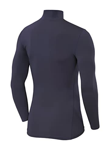 PowerLayer Men's Compression Base Layer Top Long Sleeve Under Shirt - Mock Neck - Graphite, S — view 3