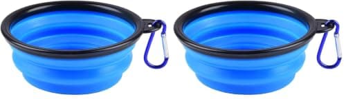 ZUOFENG Collapsible Travel Silicone Dog Cat Bowl Portable Pet Food Water Bowl, Feeding trough Portable Drinking Water Drinker with Water Hook, Easy to Carry, Save Space.（1 pcs） (Pack of 2)