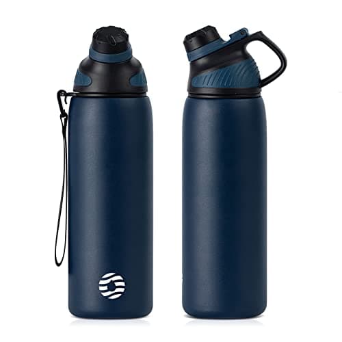Fjbottle Stainless Steel Water Bottle 600ml/800ml/1L/1.5L with Magnetic Lid, BPA Free Insulated Water Bottle, Sports Metal Water Bottle Hot&Cold Drinks Vacuum Flask Leak-Proof for Gym, Work, Travel