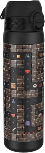 ION8 Lightweight Steel Water Bottle, 600 ml/20 oz, Non-Insulated, Leak Proof, Easy to Open, Secure Lock, Dishwasher Safe, Flip Cover, Fits Cup Holders, Carry Handle, Metal Water Bottle, Gamer