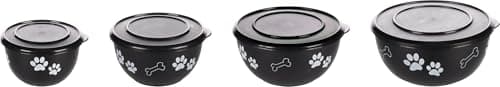 dog bowls - Kena black & silver with lid - size S - stainless steel - dog food bowl - 600 ml — view 6