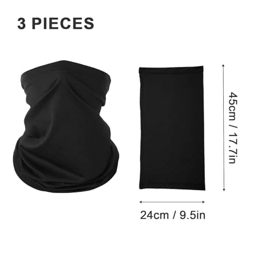 KEYRI 3 Pack Bandana Neck Warmer Ski Snood for Men & Women Multifunctional Headwear Face Mask Elastic Neck Gaiters Windproof Headband Snood UV Resistence for Sports Cycling Hiking (2Black+1Grey) — view 3