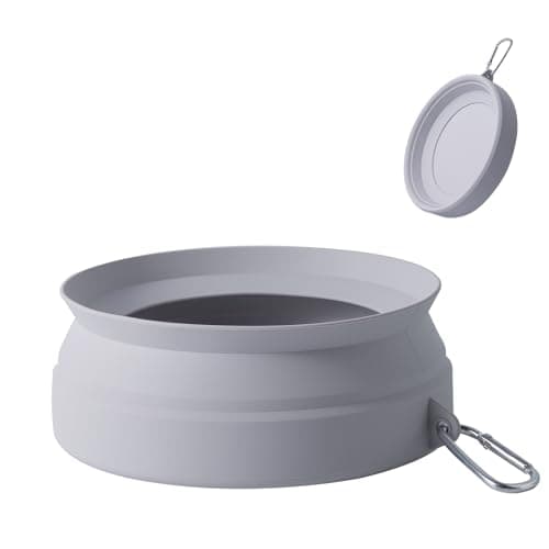 SLSON Non Spill Dog Water Bowl for Car Collapsible Dog Travel Bowl Integrated Molding Portable Pet Drinking Bowl for Road Trip (Cold Grey)