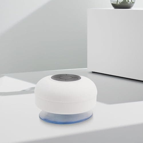 IPX4 BT Shower Speaker with RGB Lights, Portable Wireless Speaker Built-in Mic for Outdoor Travel Party, 3W for MINI Speaker for Bathroom(White) — view 6